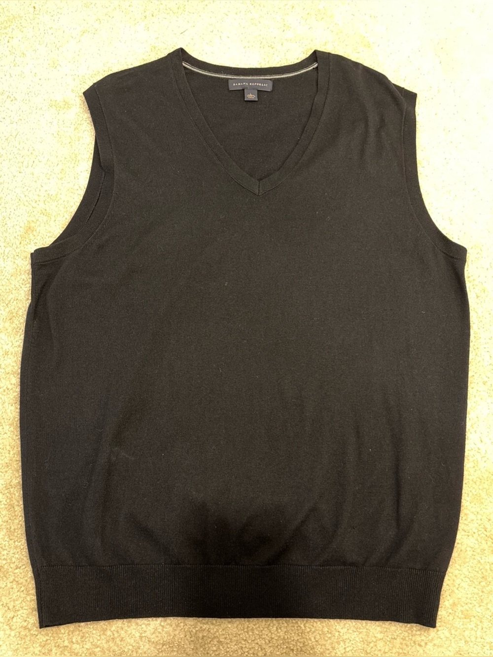 Banana Republic Black Silk Cotton Cashmere V Neck Vest Sweater Mens Size L
